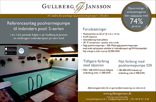 Varmepumpe s-serie fra Gullberg&Jansson er yderst effektiv til indendørs pools