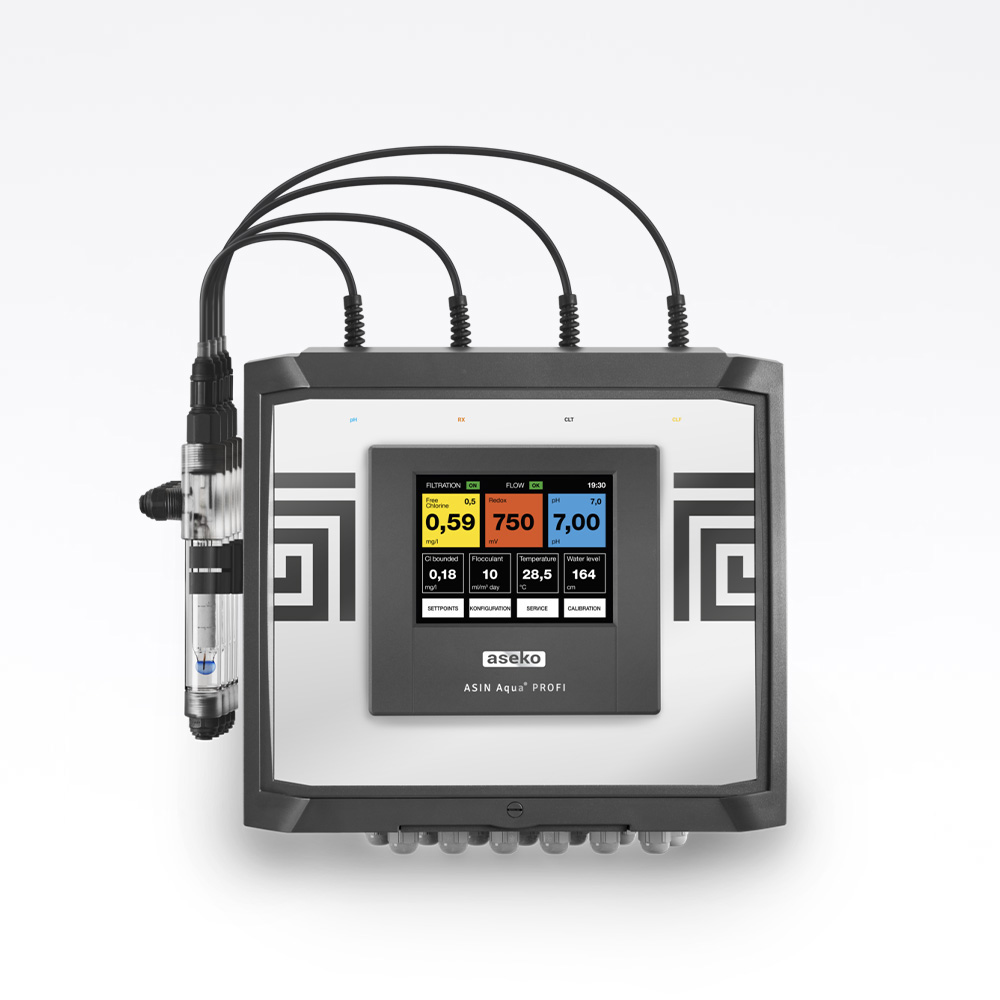 ASIN Aqua PROFI (off.) Frit klor og Redox Aseko pool kontroller inkl. 3 sensorer