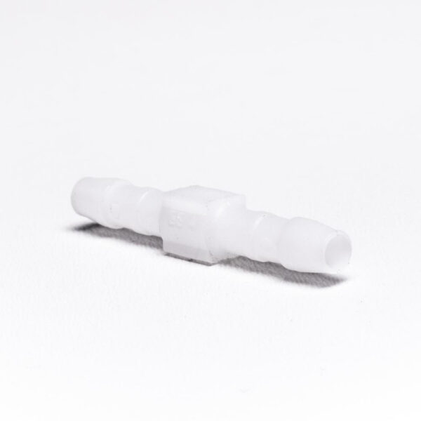 Slangestuds, samler. Hvid pvc. t/rød PN slange.