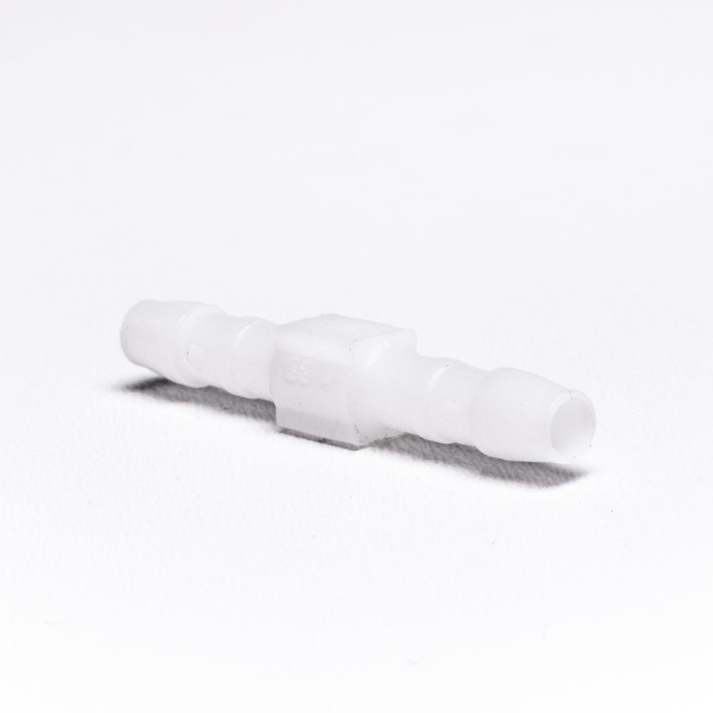 Slangestuds, samler. Hvid pvc. t/rød PN slange.