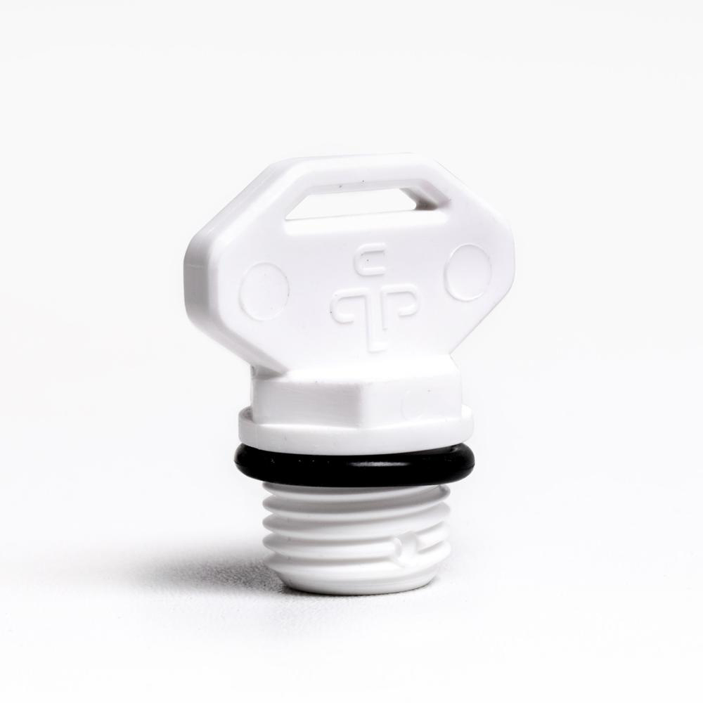 Udluftningsskrue ¼" (hvid) Multiportventil. Alle.