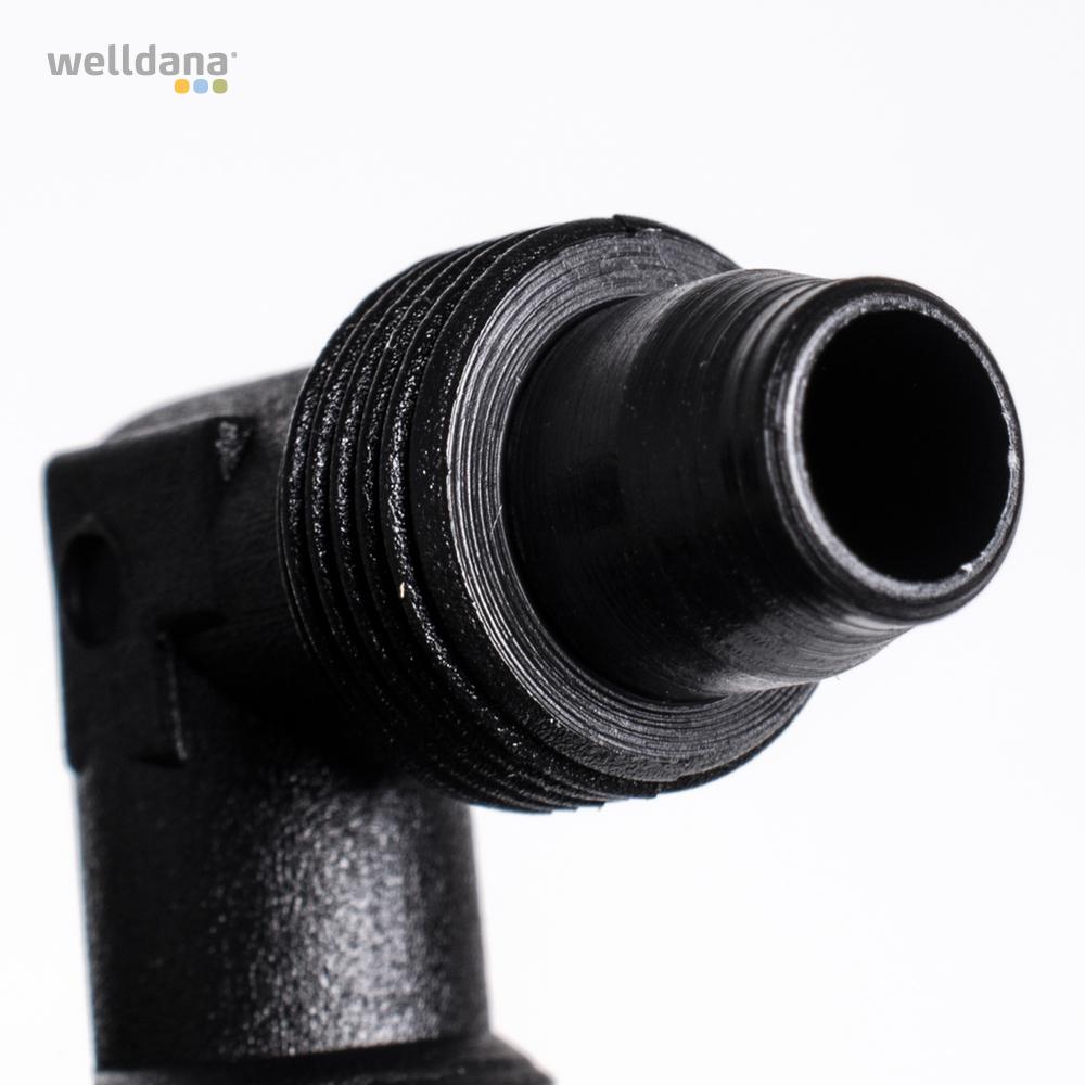 Adapter 90º ¼"x8/10 mm. m/omløber