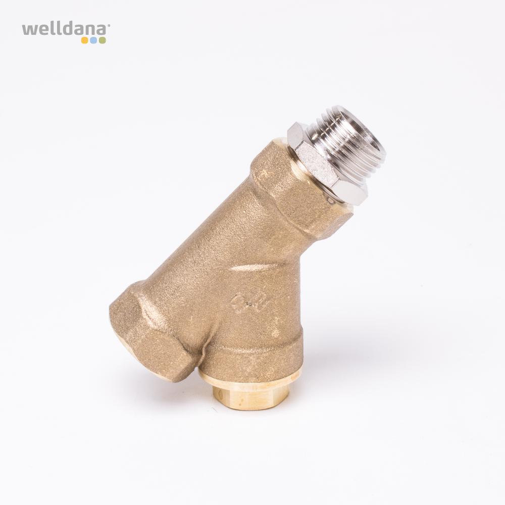 Snavsfilter m/brystnippel ½" Til magnetventil.